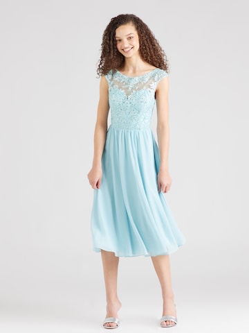 Robe de cocktail Laona en bleu : devant