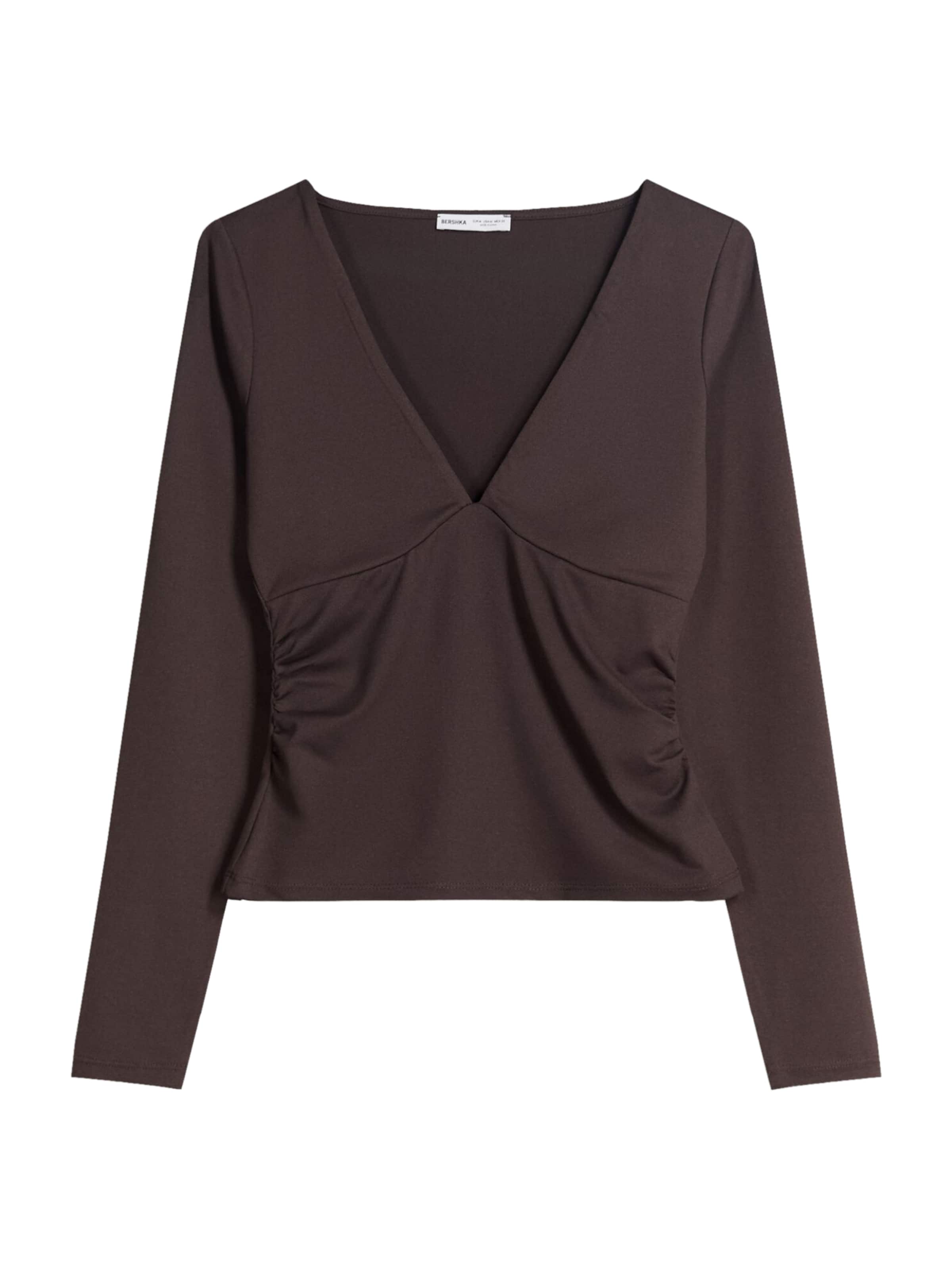 Bershka Tričko – hnědá: přední strana