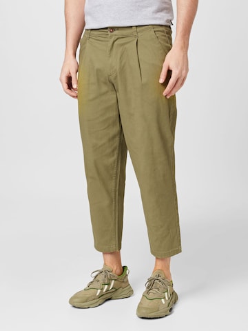 JACK & JONES Regular Pleat-Front Pants 'BILL RICO' in Green: front