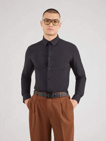 Slim fit Camicia business di BOSS in nero: frontale
