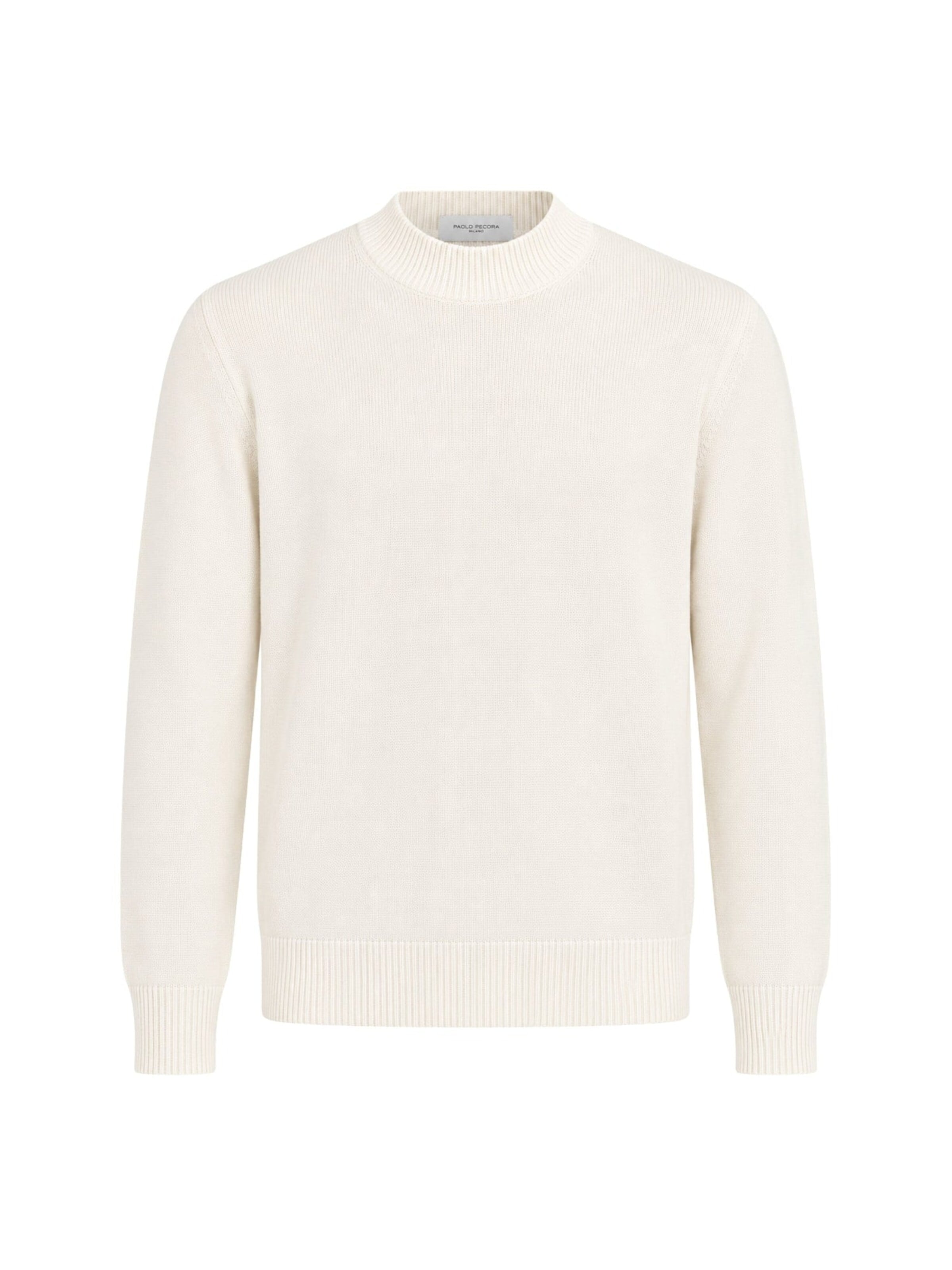 Paolo Pecora Milano Sweater 'Men's Merino Wool Crew Neck Sweater' in Beige: front