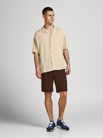 JACK & JONES Comfort fit Button Up Shirt 'Malibu' in Beige