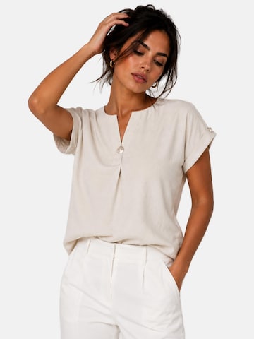 REGINA FASHION Blouse 'Blouse with button' in Beige