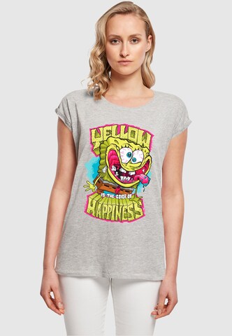 Merchcode Shirt 'SpongeBob SquarePants - Happiness' in Grijs: voorkant