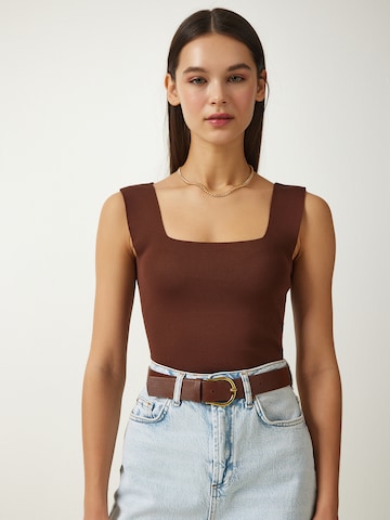 Happiness İstanbul Πλεκτό τοπ σε καφέ: μπροστά