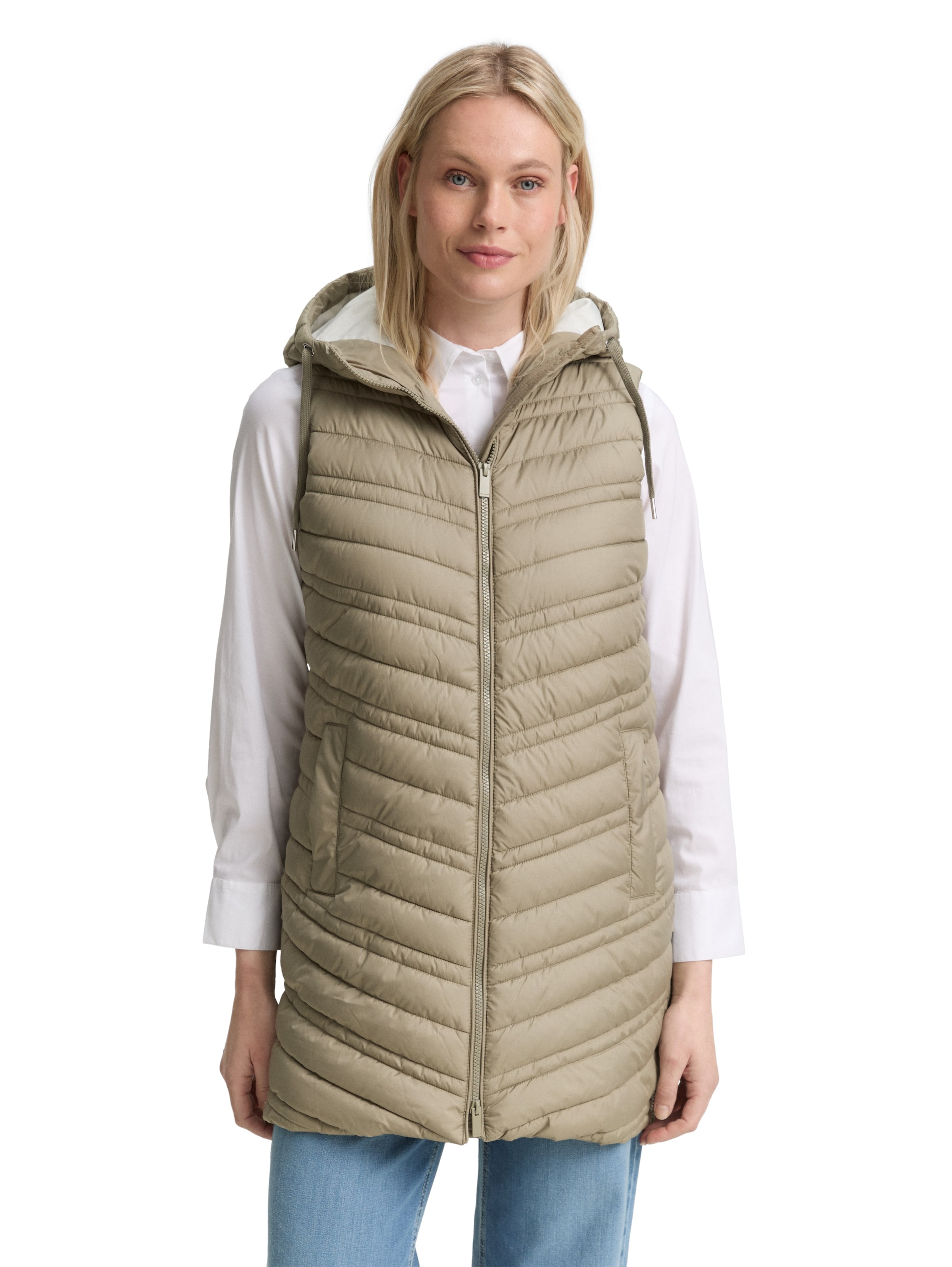 TOM TAILOR Vest in Beige: front