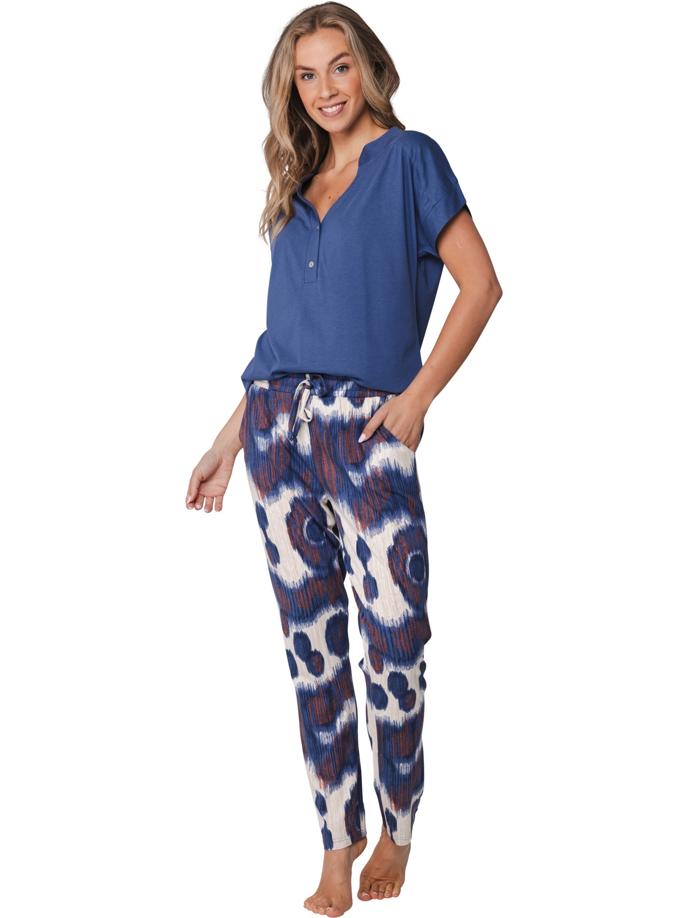 Pastunette Pajama 'Pyjama with buttons' in Blue