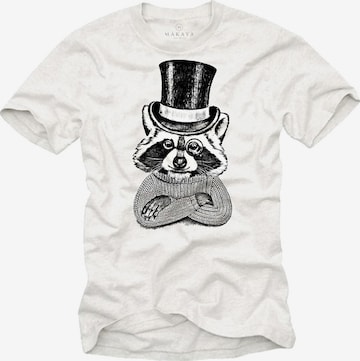 MAKAYA Shirt 'Waschbär Hut' in White: front
