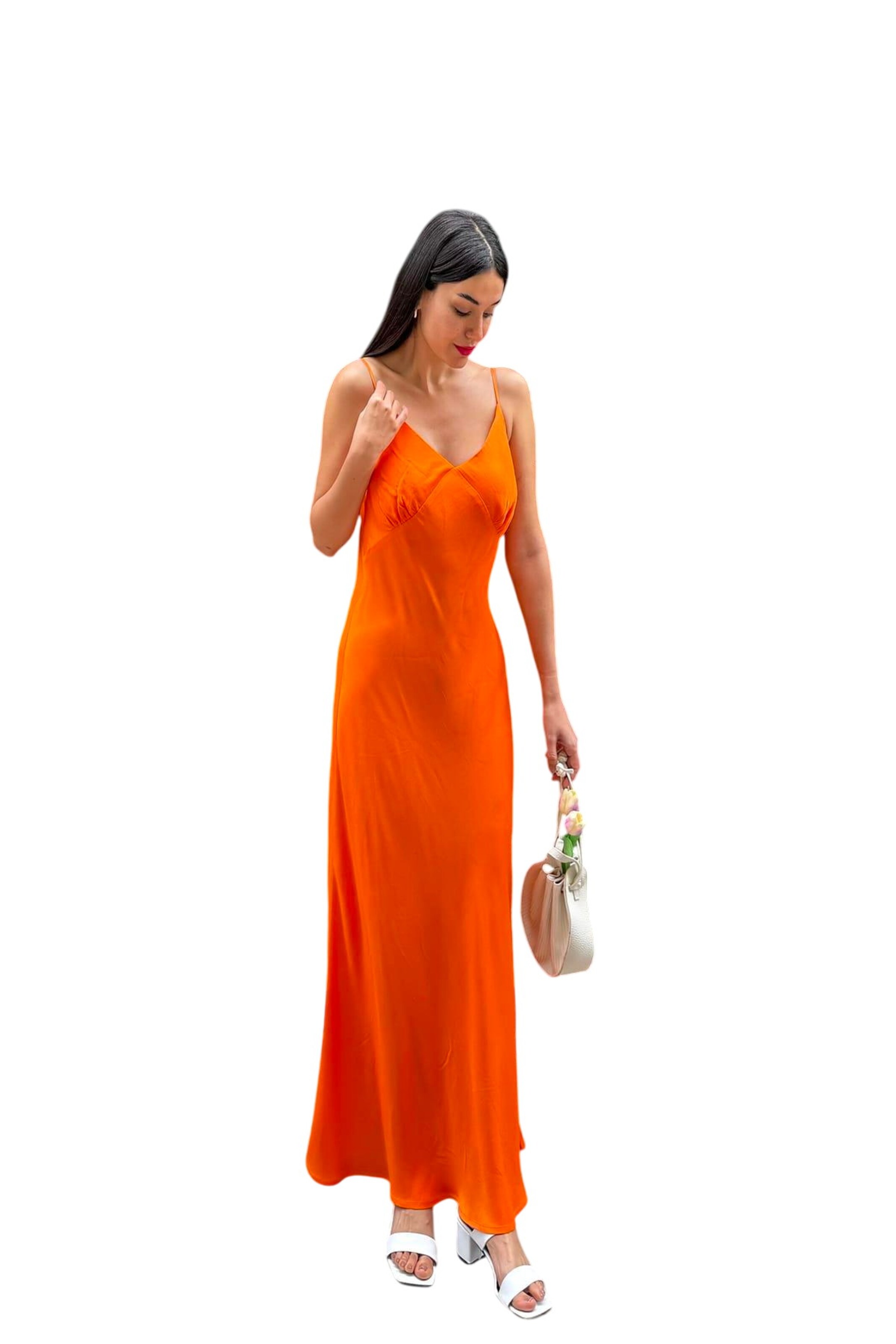 For You Moda Dress in Orange: front