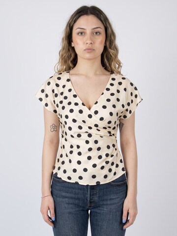 Haut 'TOP WITH BLACK AND WHITE POLKA DOT PRINT' wild pony en blanc