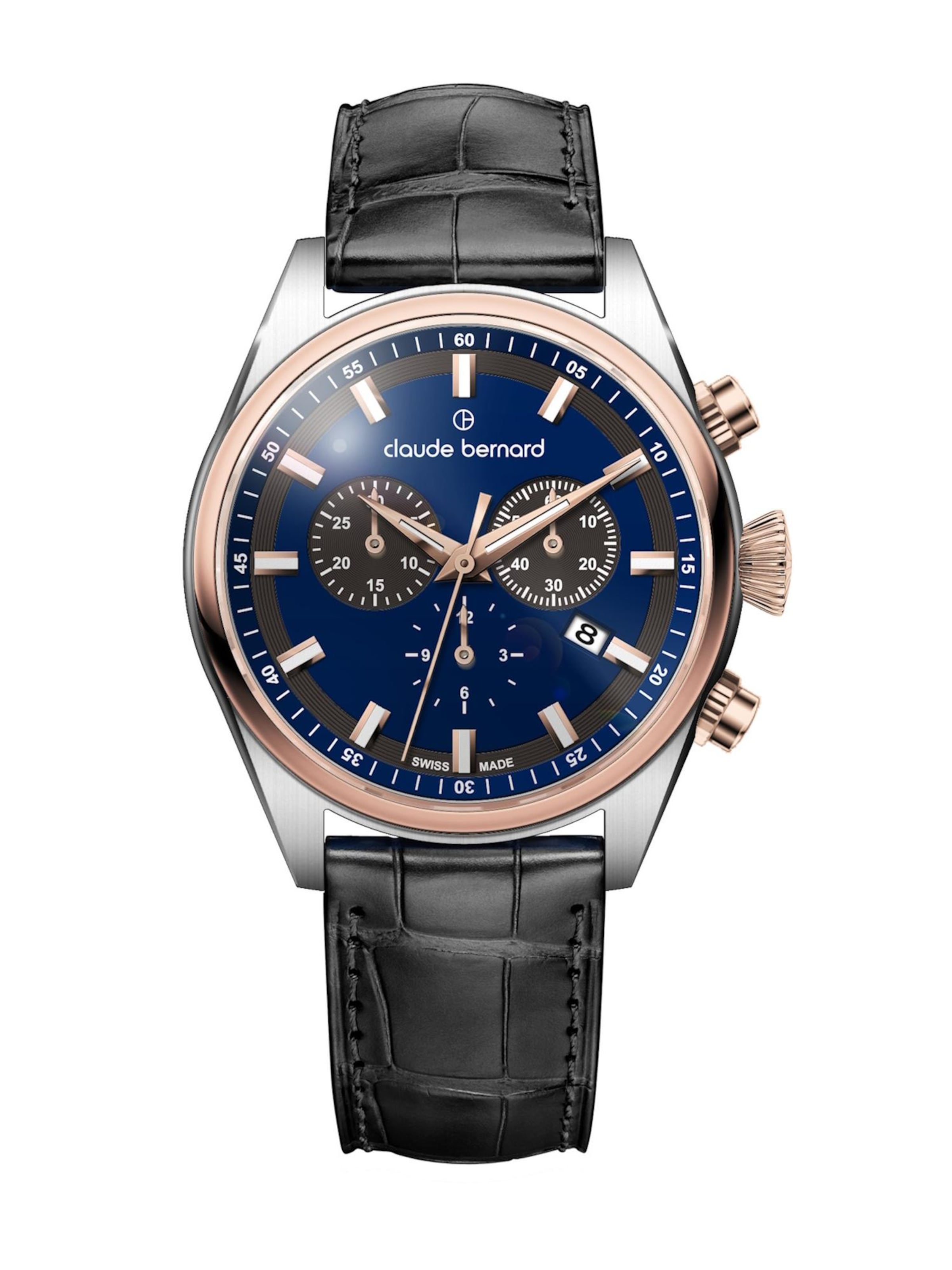 Claude Bernard Analog Watch 'Proud Heritage Chronograph' in Gold: front