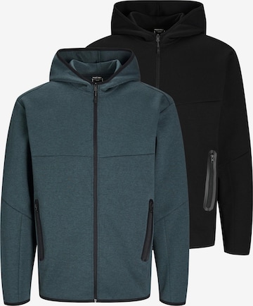 JACK & JONES Sweat jacket 'Fusion' in Blue: front
