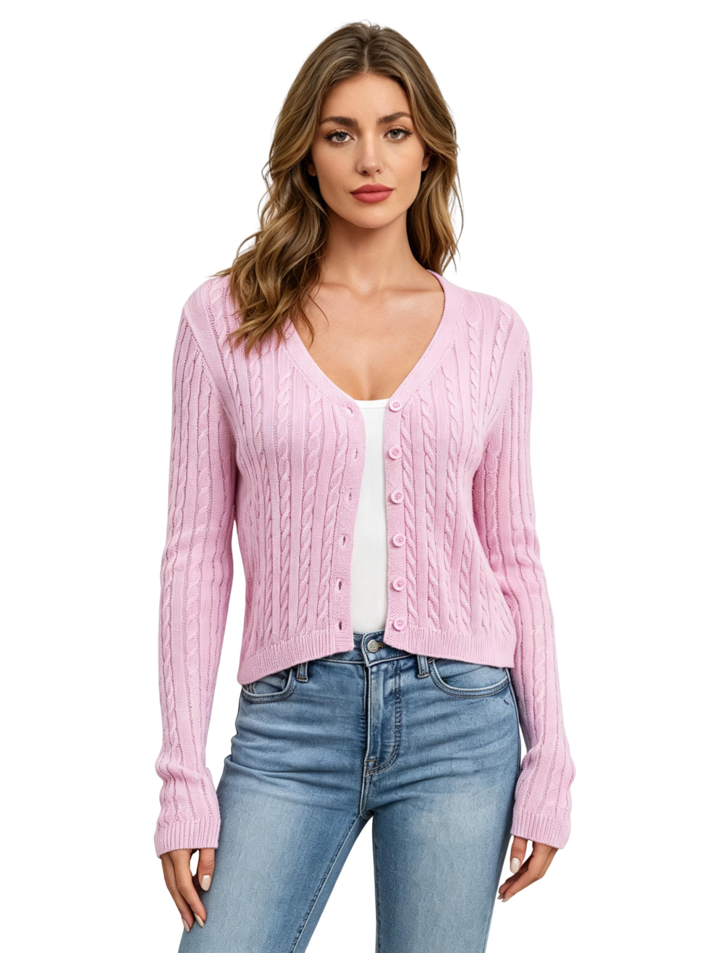 KoJooin Knit Cardigan in Pink: front