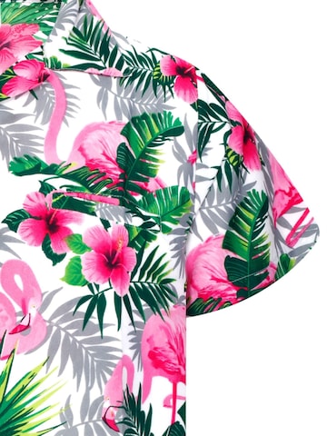 T-Shirt 'Flamingo Flowers' King Kameha en blanc