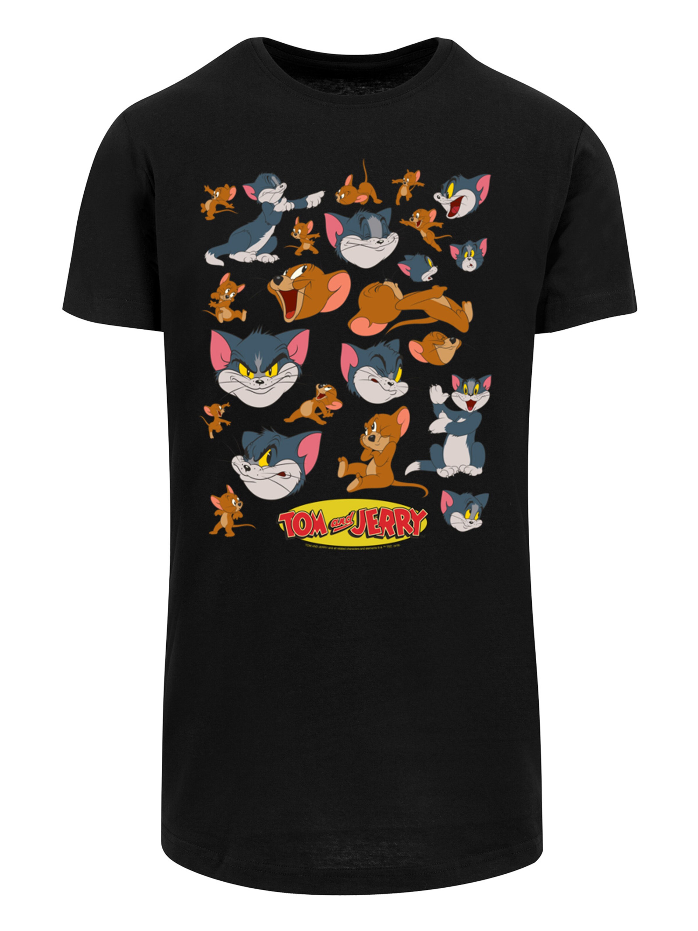 F4NT4STIC Shirt 'Tom And Jerry TV Serie Many Faces' in Black: front