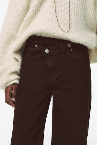 Pull&Bear Szeroka nogawka Jeansy w kolorze brązowy