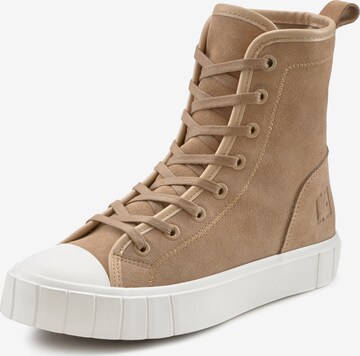 Elbsand High-Top Sneakers in Beige: front