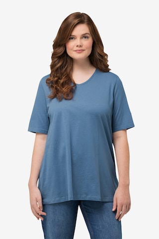 T-shirt Ulla Popken en bleu : devant