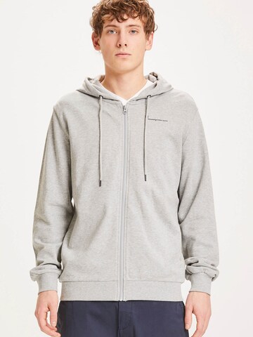 KnowledgeCotton Apparel Zip-Up Hoodie 'CEDAR' in Grey: front