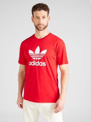 raudona ADIDAS ORIGINALS Marškinėliai 'Adicolor Trefoil': priekis