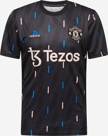 melns ADIDAS PERFORMANCE Sportiska stila krekls 'Manchester United Pre Match': no priekšpuses