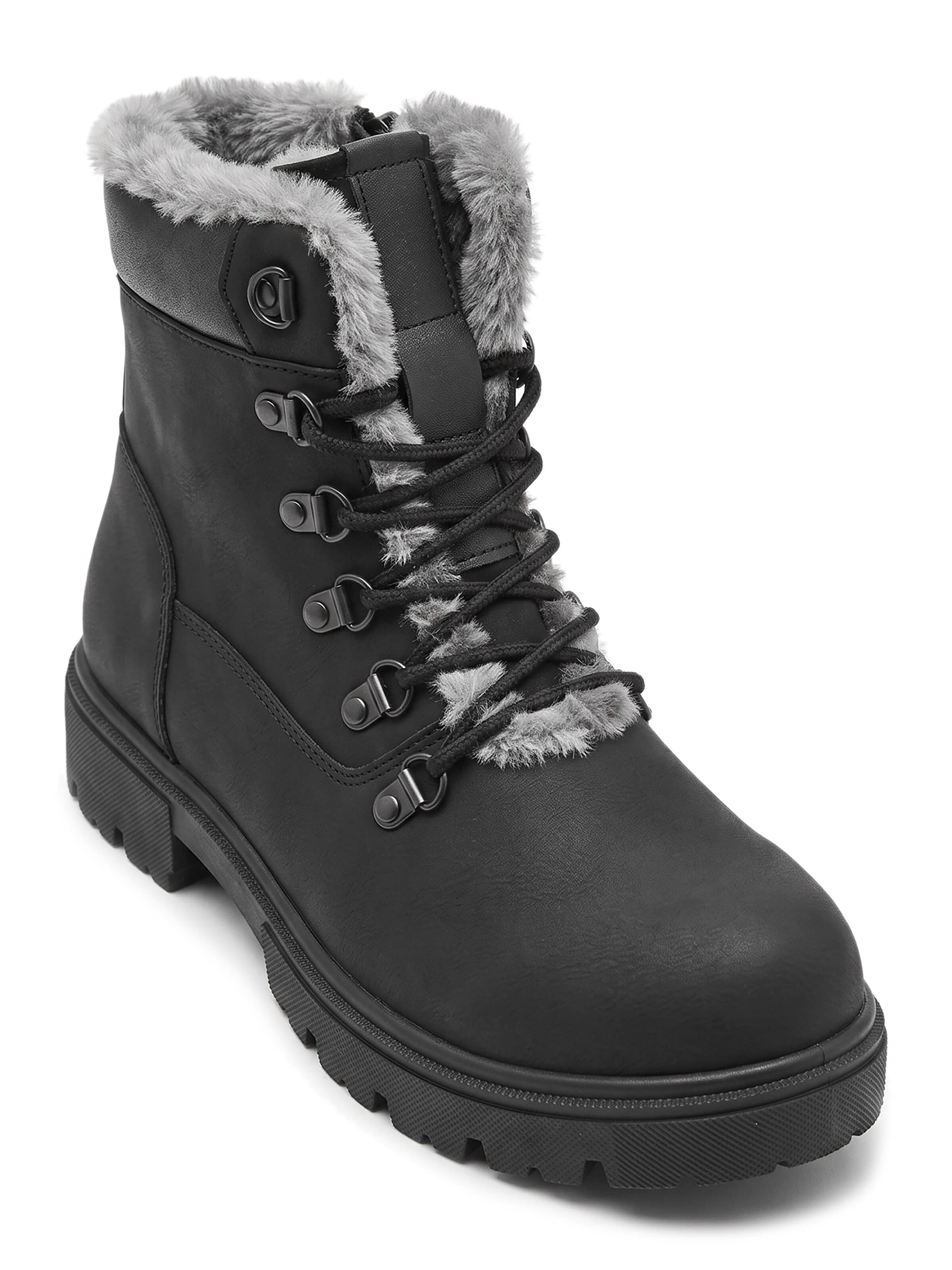 Lucky Z Lace-Up Ankle Boots in Black: front