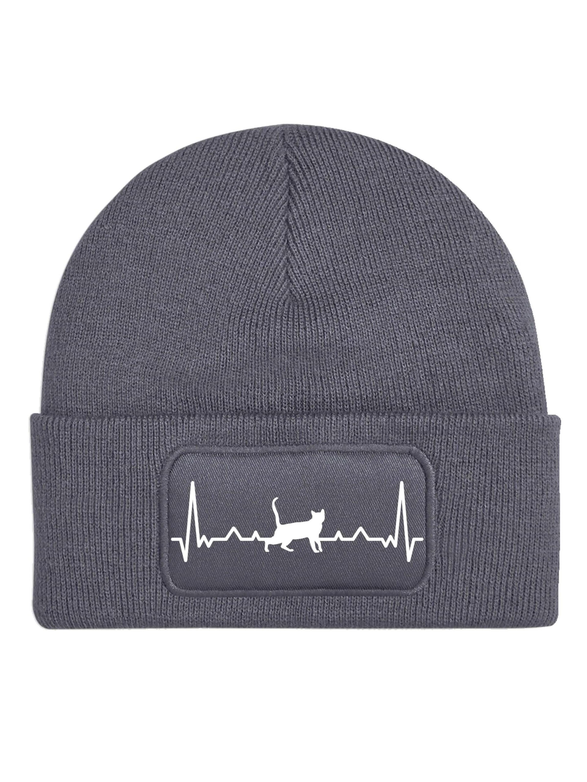 Youth Designz Mütze 'Heartbeat Katze'‌ in Grau: Vorderseite
