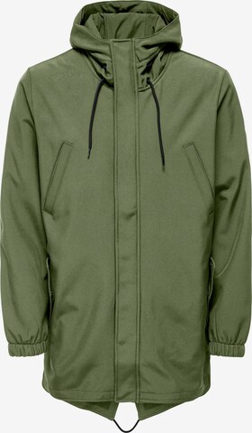 Parka mi-saison 'HALL' Only & Sons en vert : devant