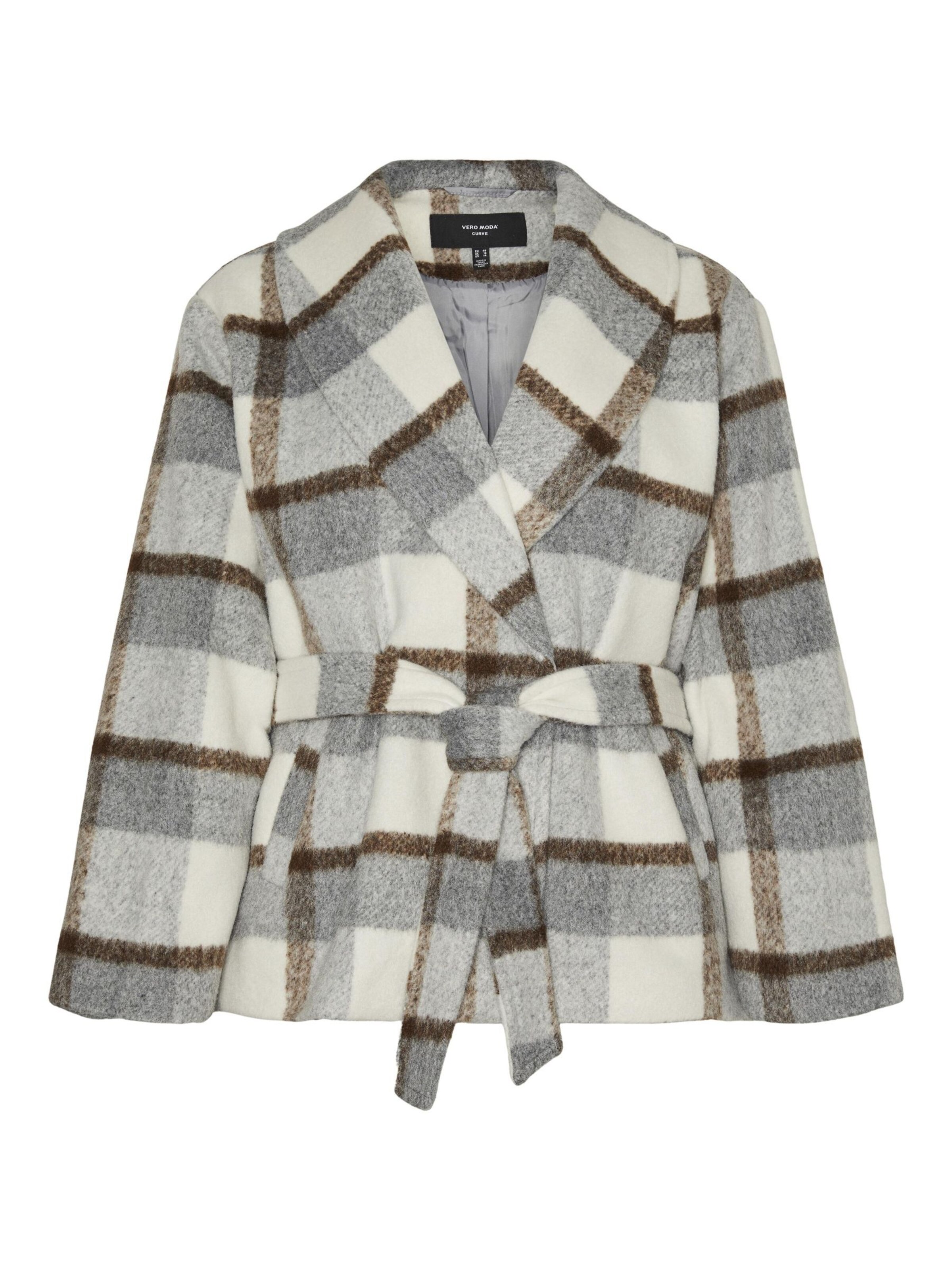 Vero Moda Curve Overgangsjakke 'BLAKEBERGEN' i brun / grå, Produktvisning