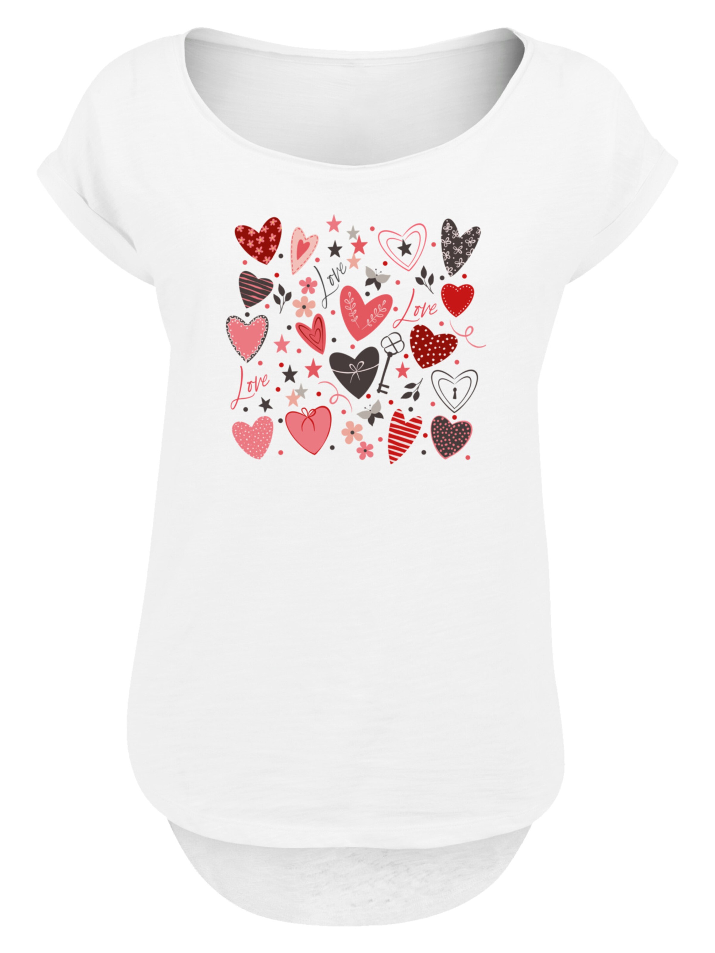 F4NT4STIC Shirt 'Cute Herzen Variety Valentinstag' in Wit: voorkant
