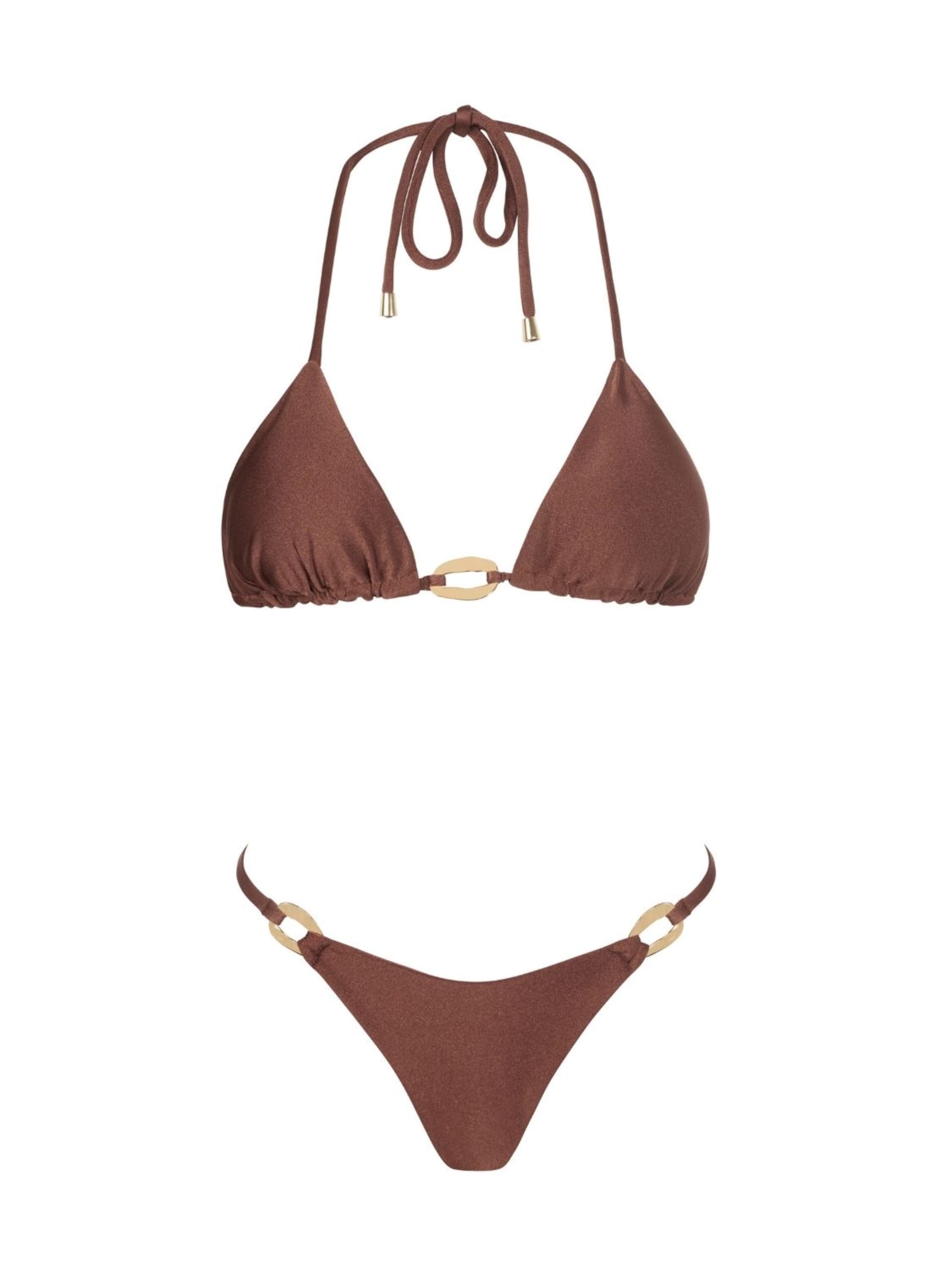 Acuarela Brand Triangel Bikini 'Capri Triangle Set' in Bruin: voorkant