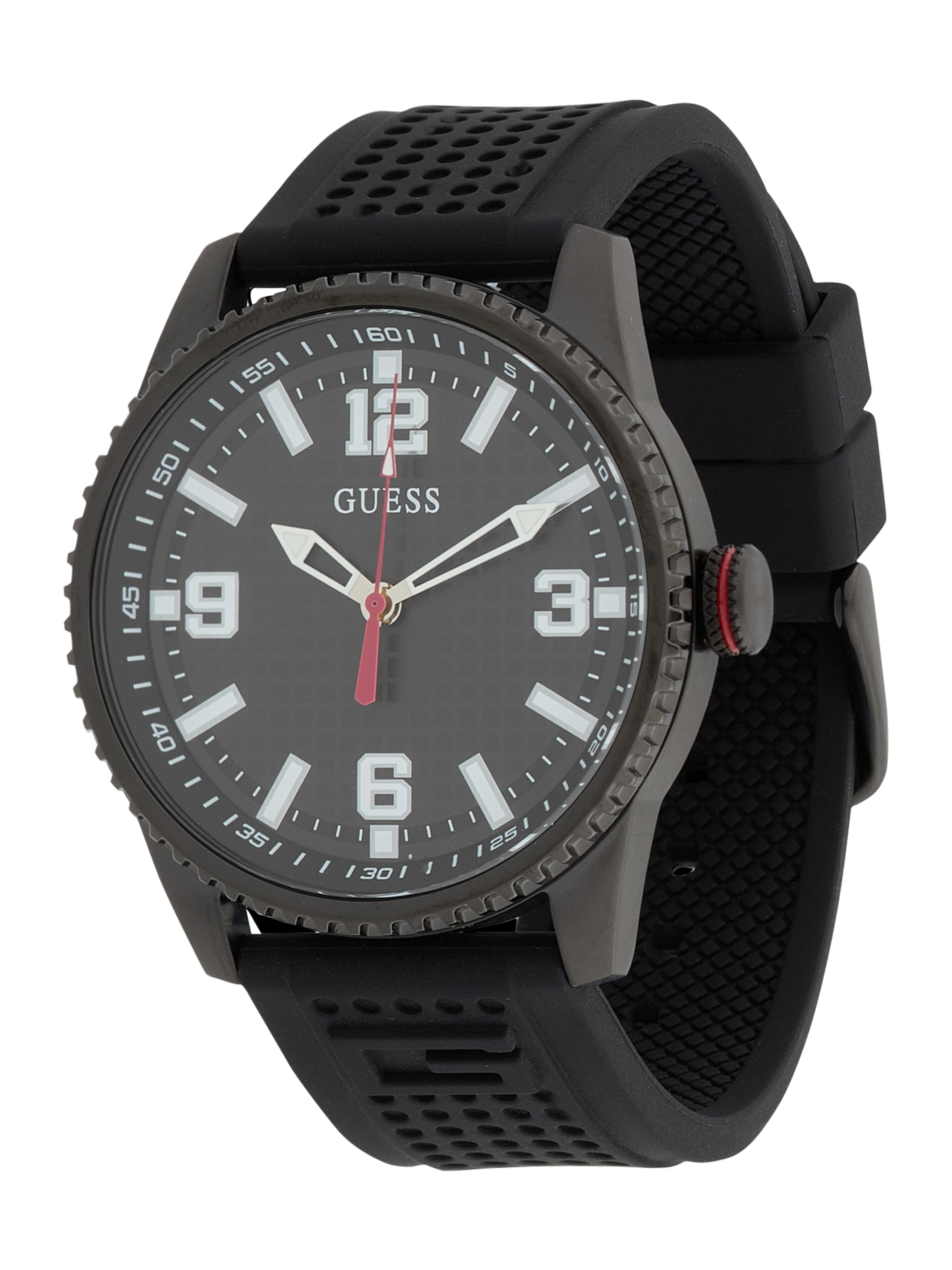 GUESS Analoog horloge 'VARSITY G' in Zwart: voorkant