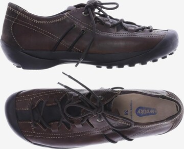 Wolky Flats & Loafers in 39 in Brown: front
