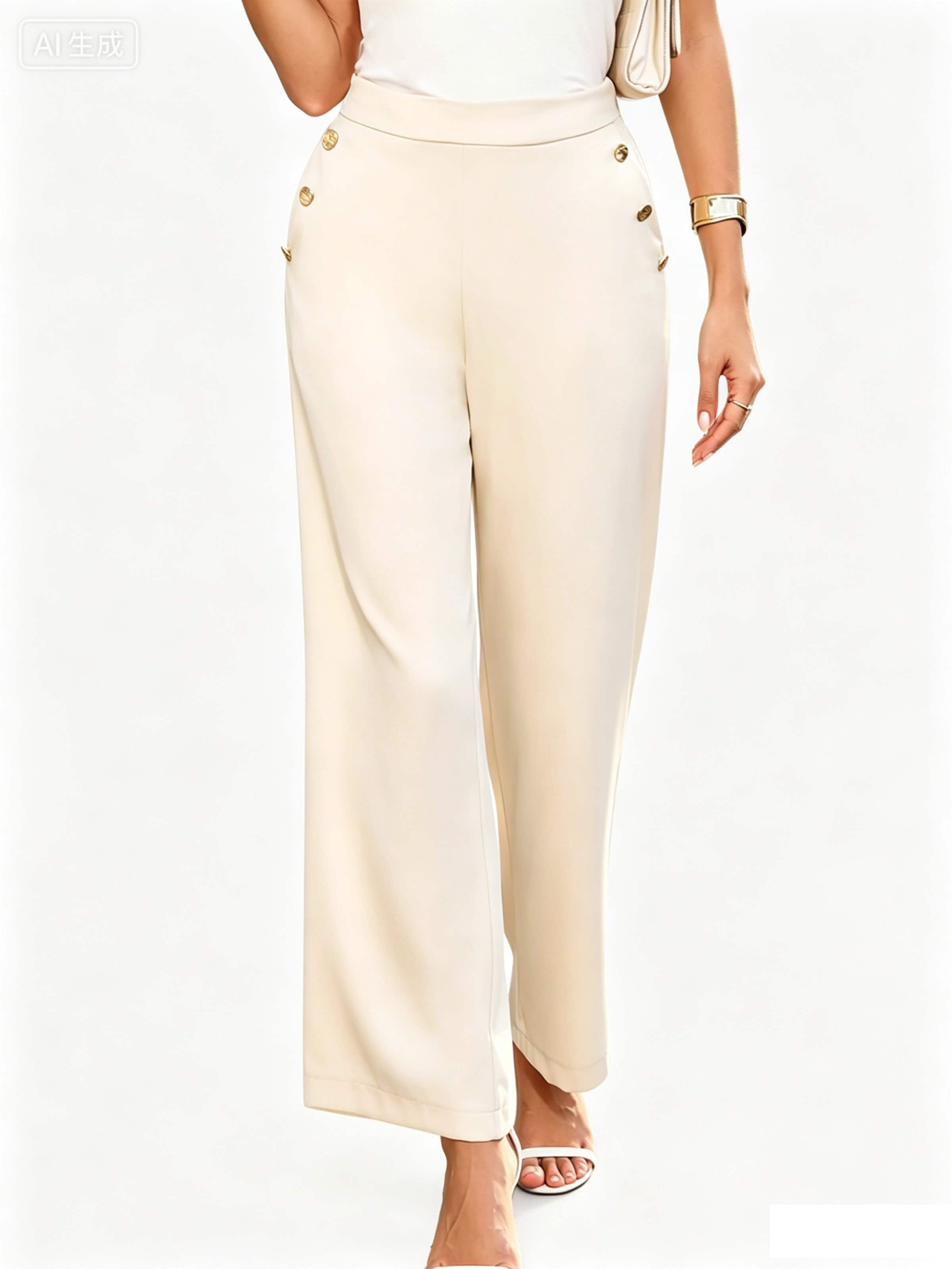 KoJooin Wide Leg Hose 'Weit geschnittene Anzughose für Damen, hochtaillierte Arbeitshose, Business-Casual-Hose mit Knöpfen'‌‌‌‌ in Orange