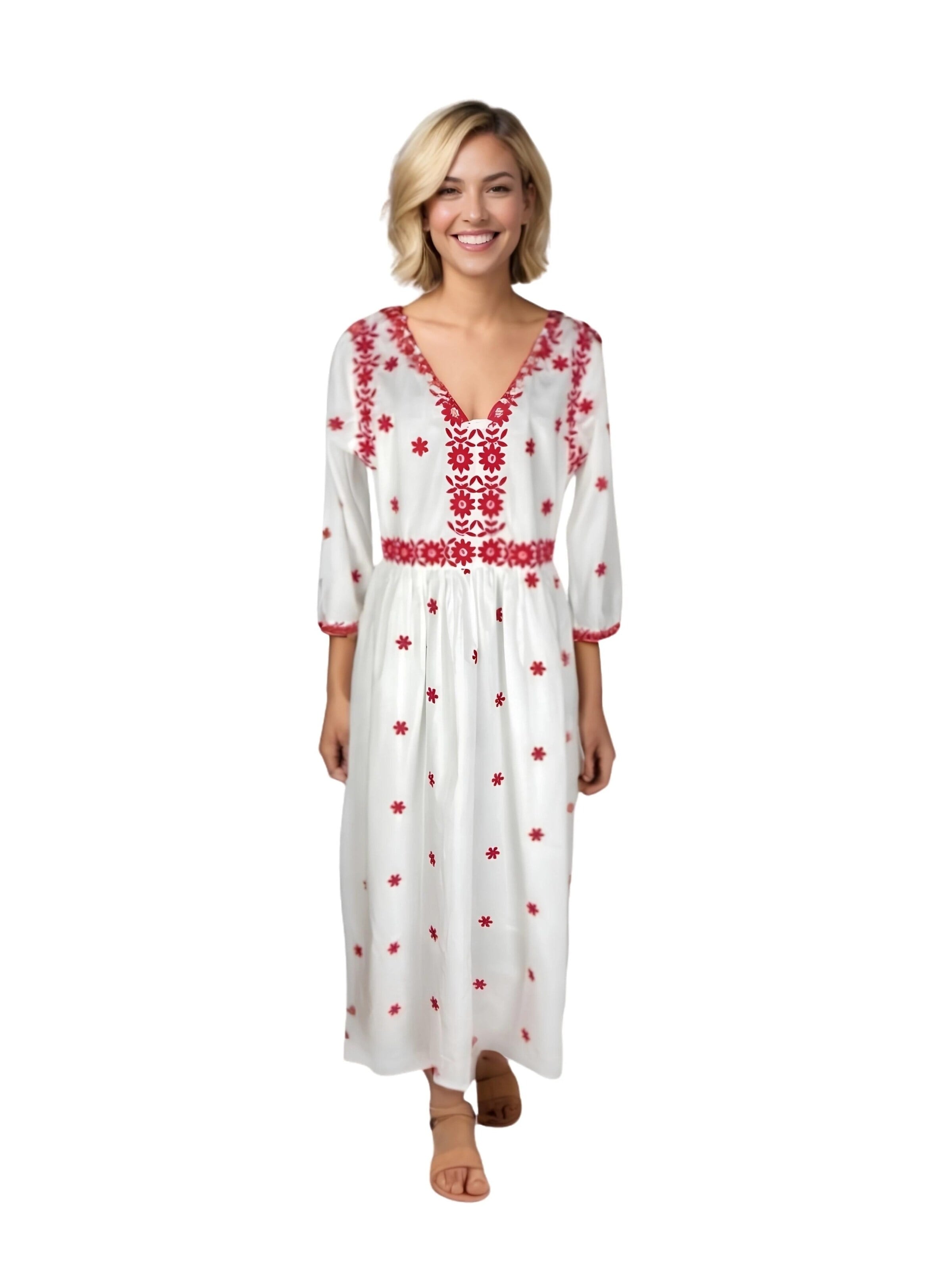 Rody’s forever - Vestido 'Damenkleid S25 weiß/rot , marimea L' em branco