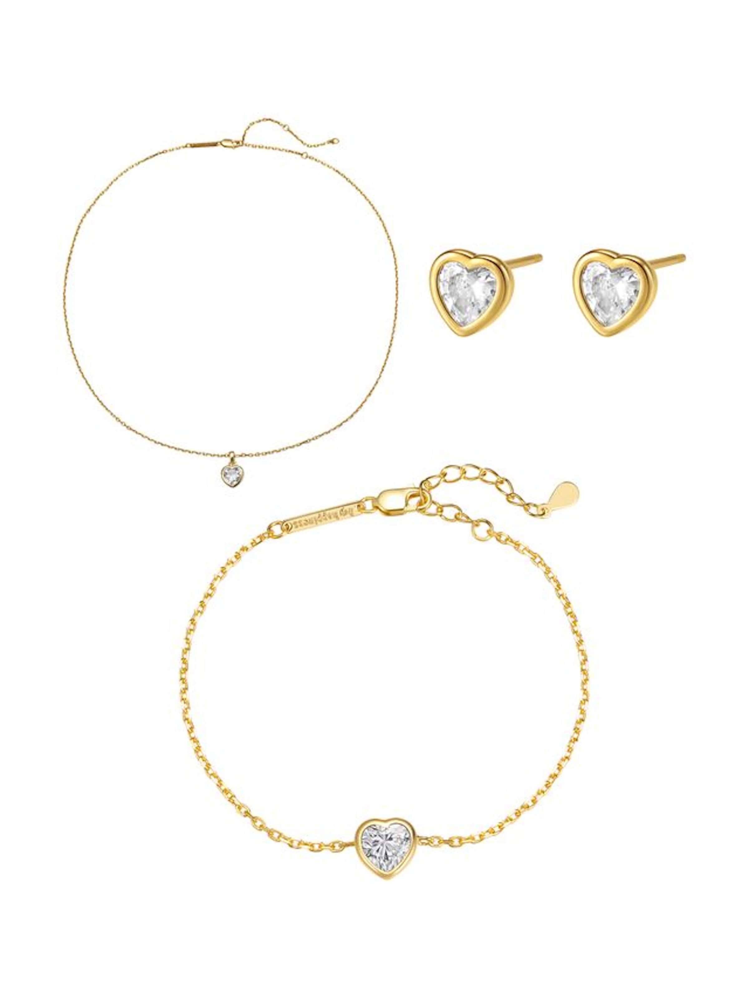 Hey Happiness - Conjunto de joyería 'Shine Heart' en oro: frente