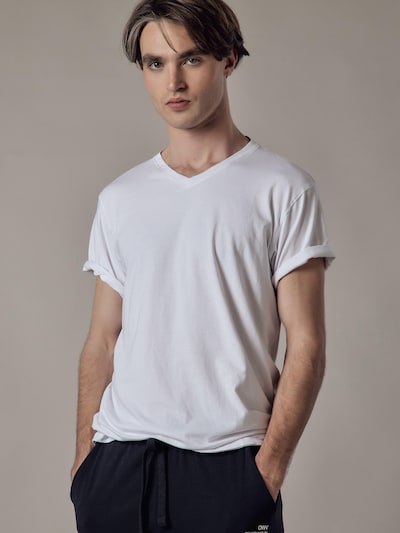 OWN Off With Nature Shirt 'T-Shirt Scollo a V' in White, Item view