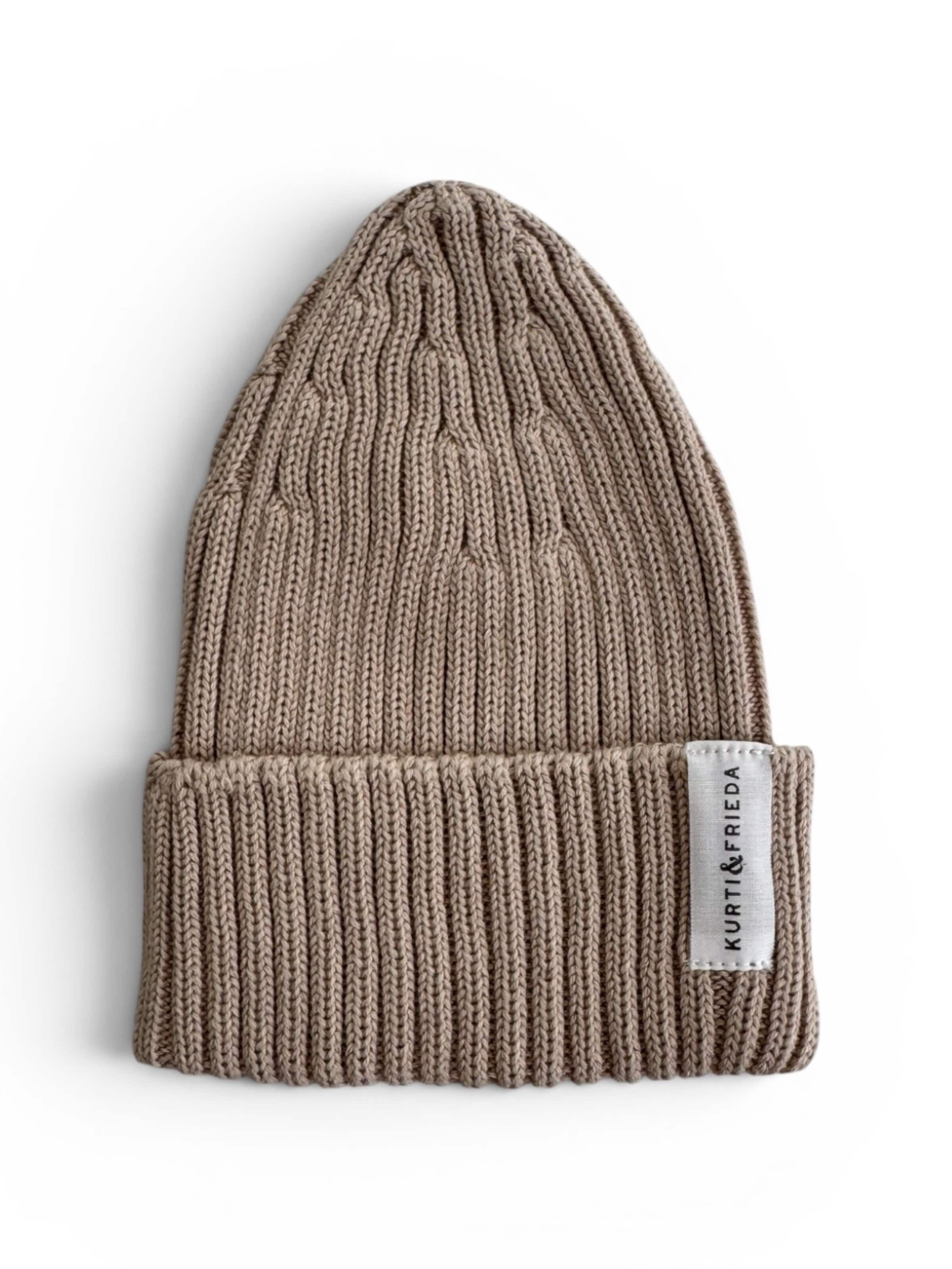 KURTI & FRIEDA Beanie 'Chunky Knit' in Brown: front