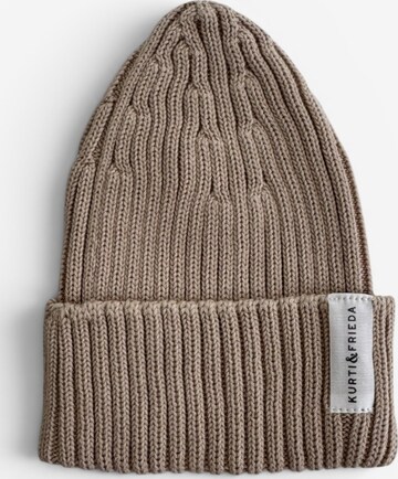 KURTI & FRIEDA Beanie 'Chunky Knit' in Brown: front
