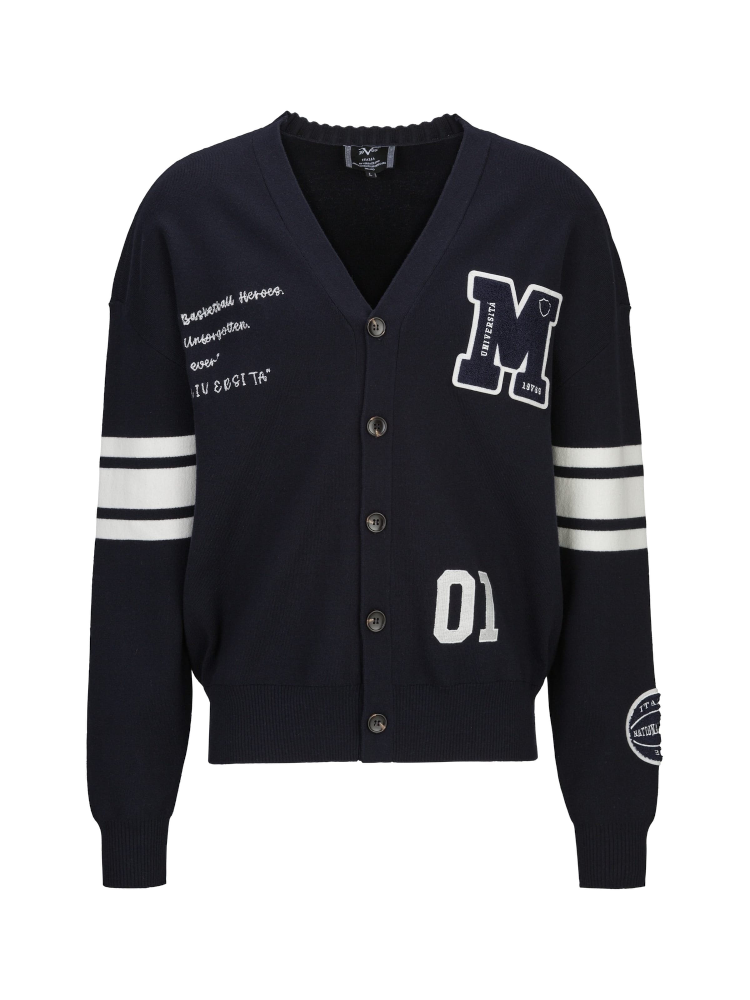 19V69 ITALIA Вязаная кофта 'Aldo College' в Синий: спереди