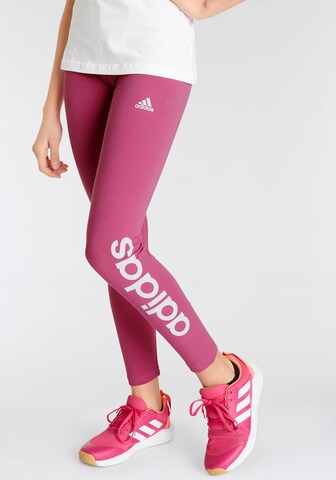 ADIDAS SPORTSWEARTapered Sportske hlače 'Essentials Linear Logo ' - roza boja: prednji dio