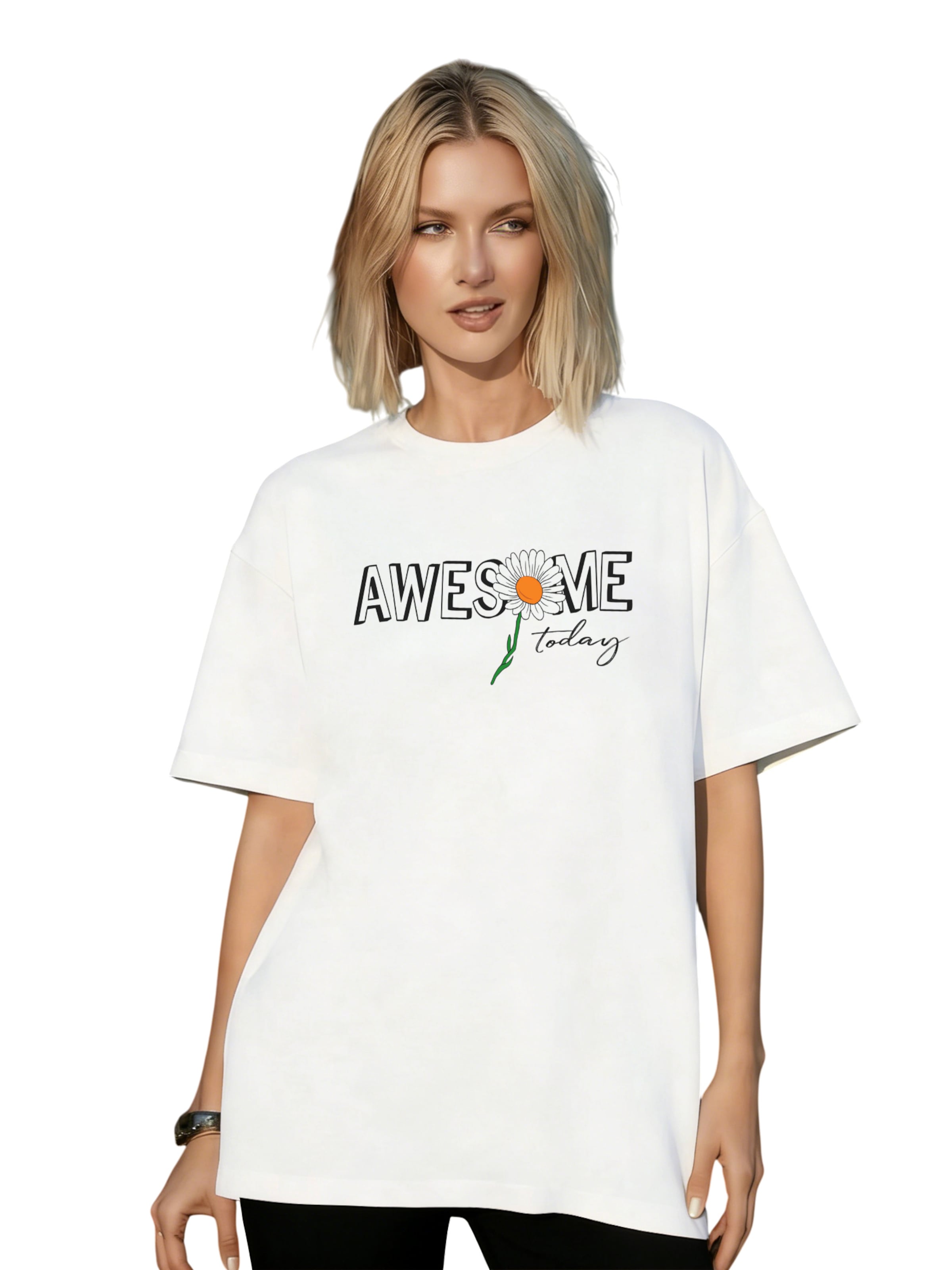 GORHEY Shirt 'Women's Summer Crew Neck Short-Sleeve Slogan Print Tees' in White