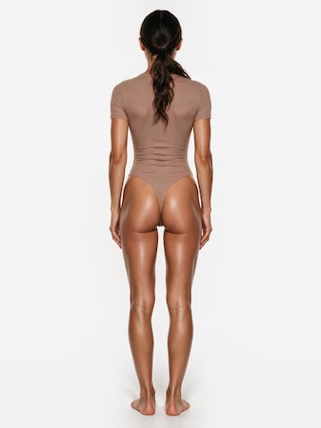 GOD SAVE QUEENS Bodi 'Second Skin T-Shirt Bodysuit' | rjava barva