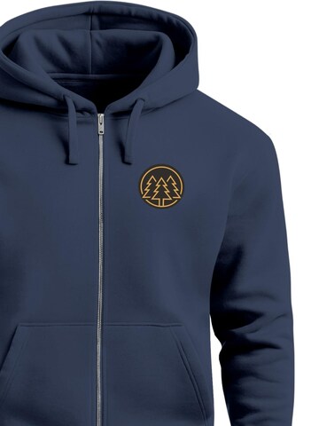 Neverless Sweatjacke 'Bäume Badge'‌‌‌ in Blau