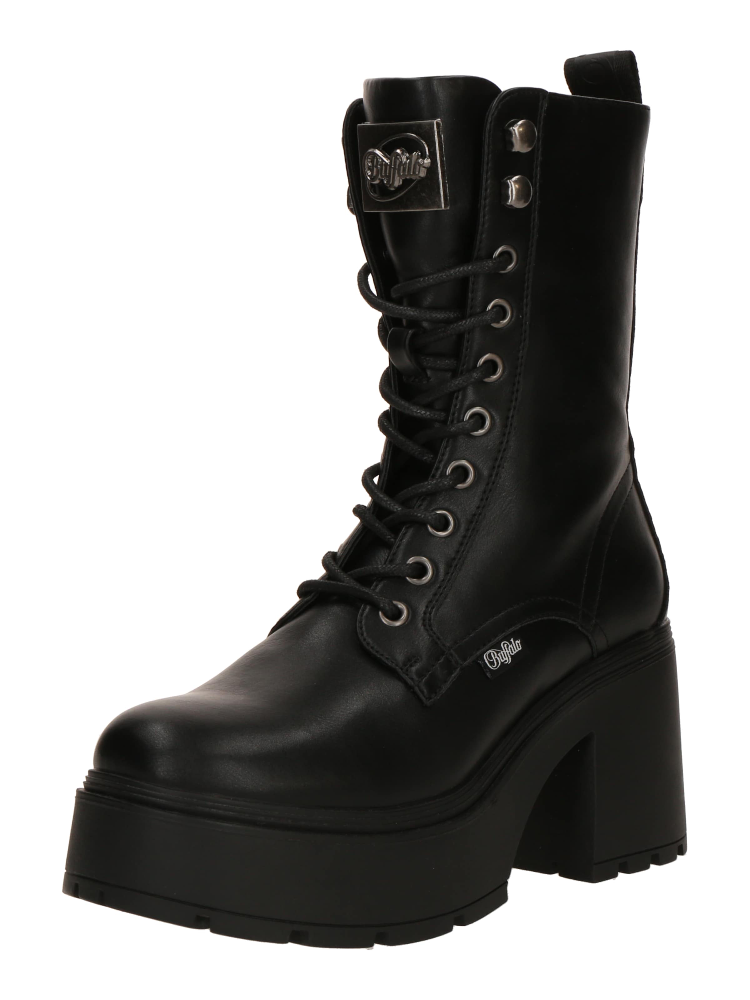 BUFFALO Ниски ботуши с връзки 'MILA' в черно: отпред