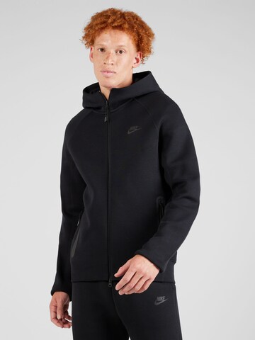 Nike Sportswear Zip-Up Hoodie 'TCH FLC' in Black: front