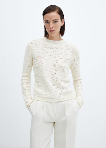 MANGO Pullover 'Piquetin' in Weiß: predná strana