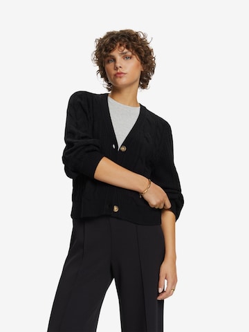 ESPRIT Knit Cardigan in Black: front