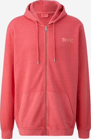 s.Oliver Men Tall Sizes Zip-Up Hoodie in Red: front