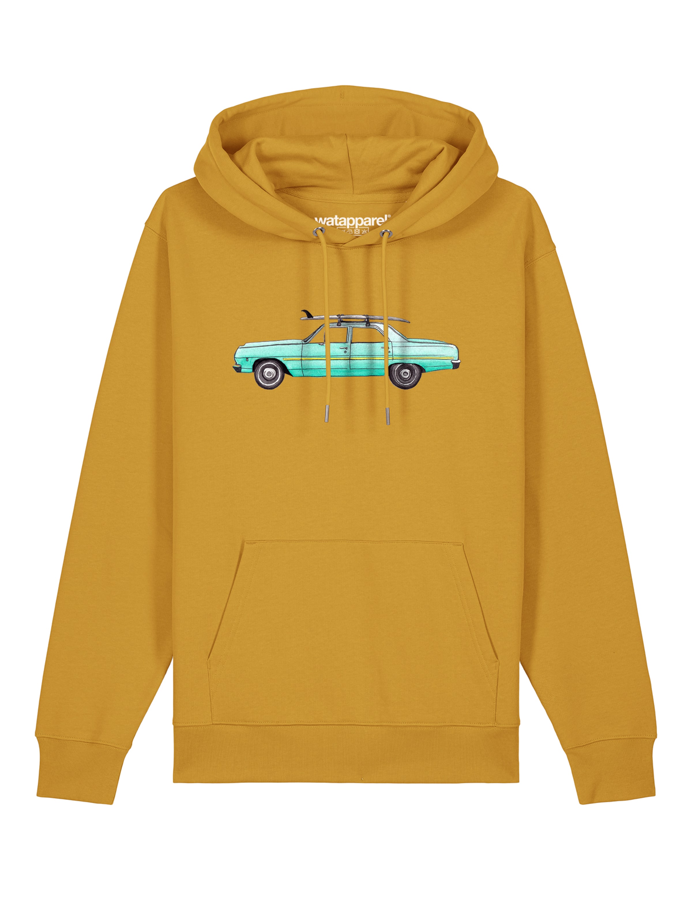 Watapparel Sweatshirt 'Surf Car' in Geel: voorkant